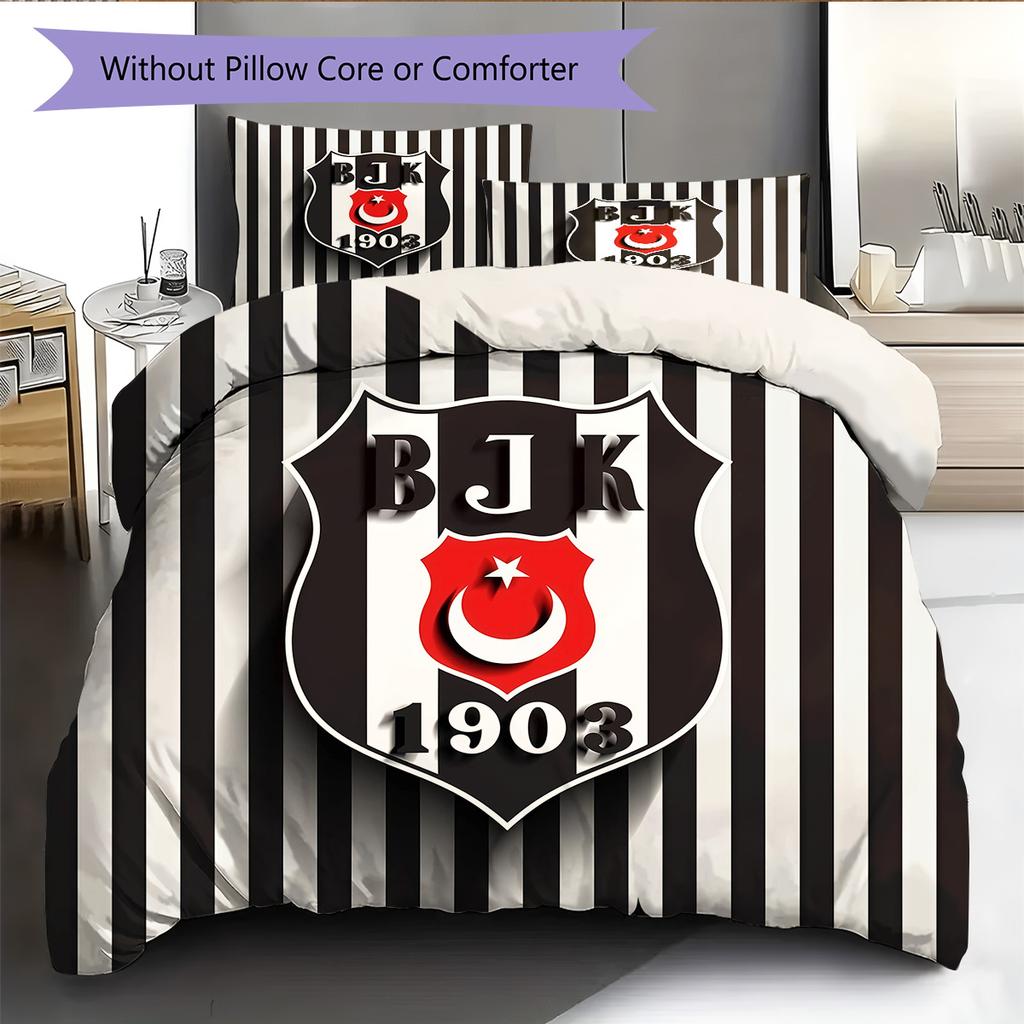 BJK Pattern Bedding Quilt Set Home Decoration Gift (1 * duvet cover + 2 * pillowcase without core)
