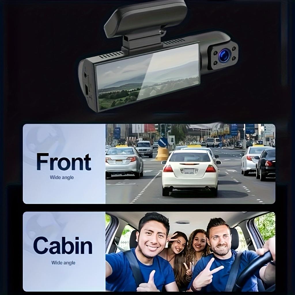 1080P Full HD Dual Dash Cam - Wide Angle Front and Inside Recording, 3.16" LCD Display, 170° View, Night Vision, 24H Parking Monitor, G-Sensor