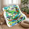Dinosaur Adventure Print Blanket Personalized Name Flannel Blanket Soft Cozy Plush Throw for Sofa Bed Lightweight Home Decor