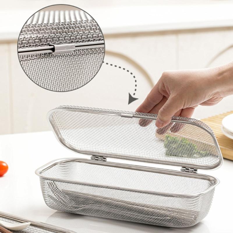 Silverware Basket Set for Dishwasher, 304 Stainless Steel Open-Grid Baskets with Rounded Shape for Grouping Forks, Spoons, Chopsticks and Small Pieces