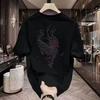 Cotton Summer New Chinese Streetwear Printed Short-sleeve T-shirt Trendy Half-sleeve Round-neck Top