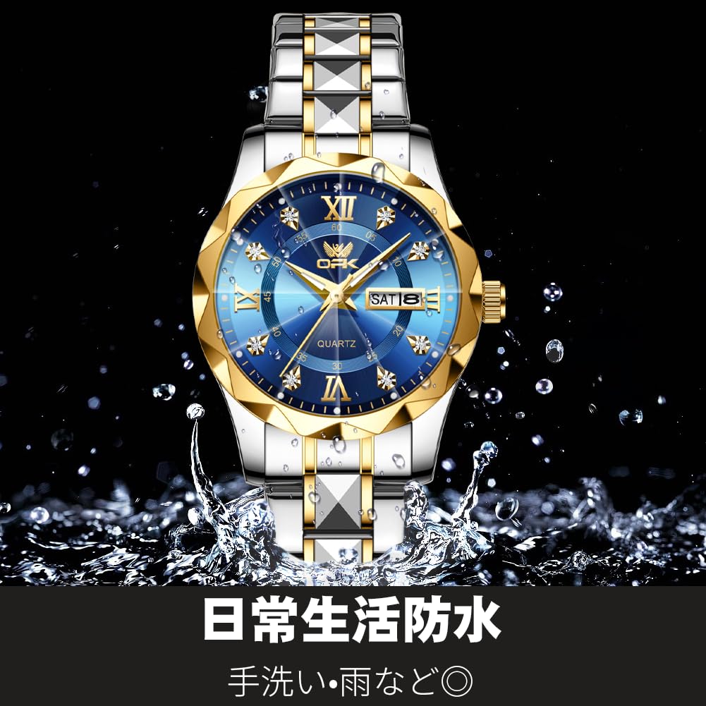 Stylish quartz watch for featuring a day and date round 30mm stainless diamond and water resistance women's commuting, calendar, display, face,
