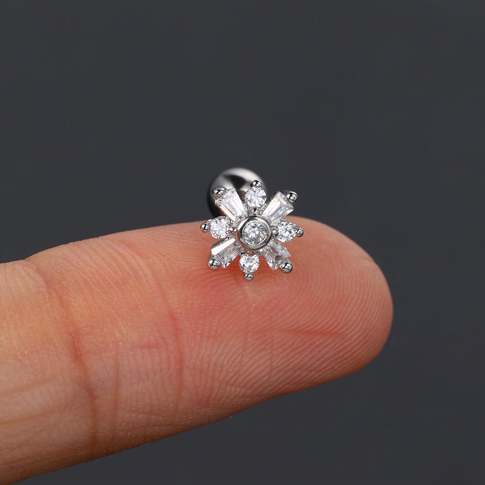 1ks Piercing do chrupavky Náušnice pro ženy Mini Zirkonový Květ Móda Piercing Helix Tragus Ušní Doplňky Šperky na tělo Dárek