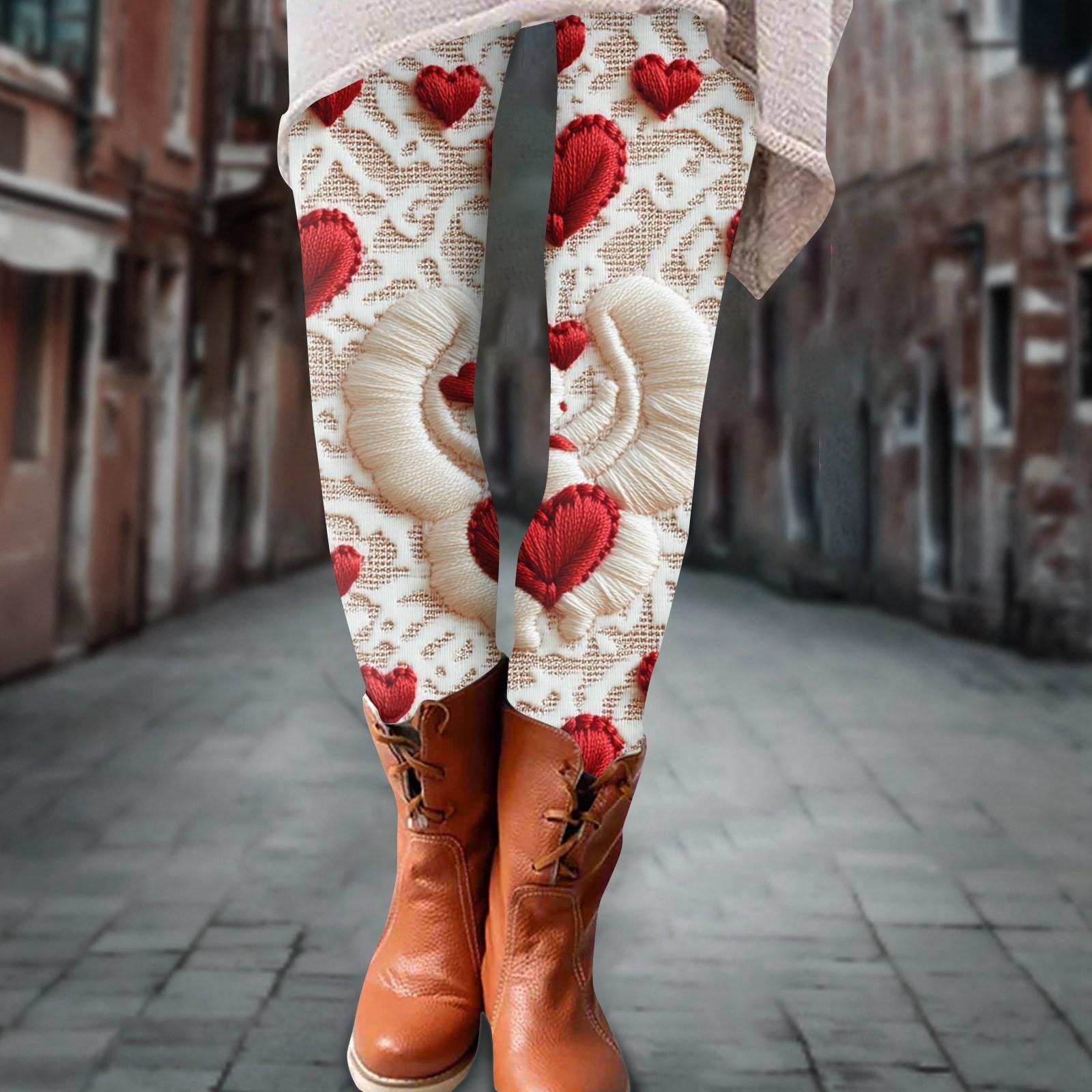 

Женские брюки ко Дню святого Валентина с 3D-принтом, эластичные мягкие леггинсы, повседневные домашние пижамные брюки S бежевый