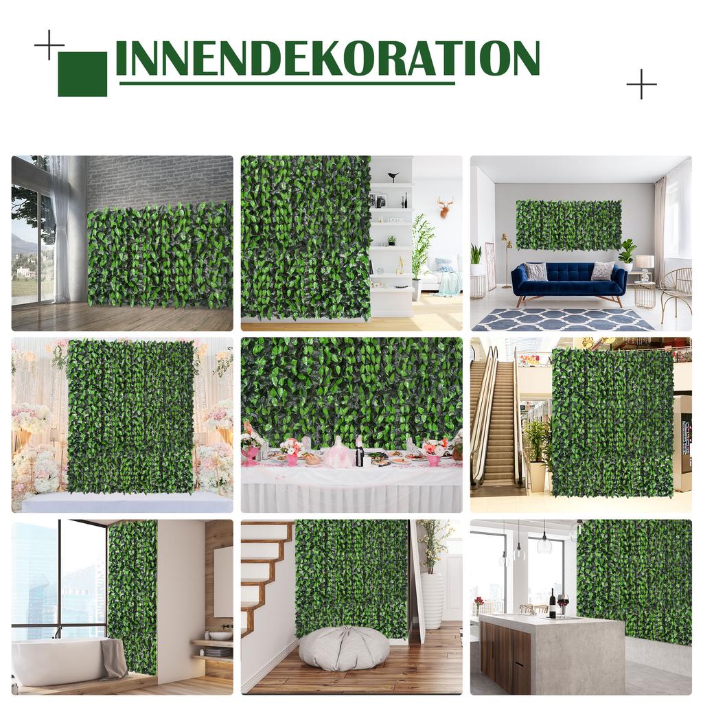Artificial Leaf Hedge Screen Privacy Fence Panel for Garden Outdoor Indoor Decor 3M x 1M Light Green and Dark Green