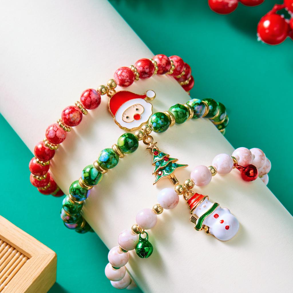New Bracelet 3 Pairs/Pack Christmas Christmas Tree Old Snowman Beaded Combination Bracelet