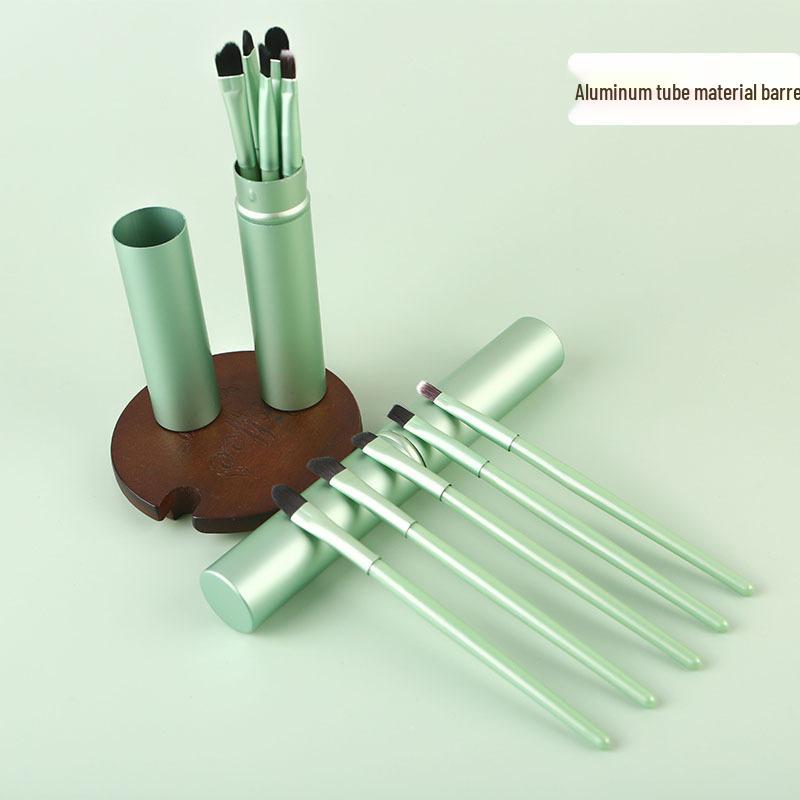 Crazed Rush 5-Piece Aluminum Eyeshadow Brush Set with Case: Eyelid, Lip, and Nose Blending Tools