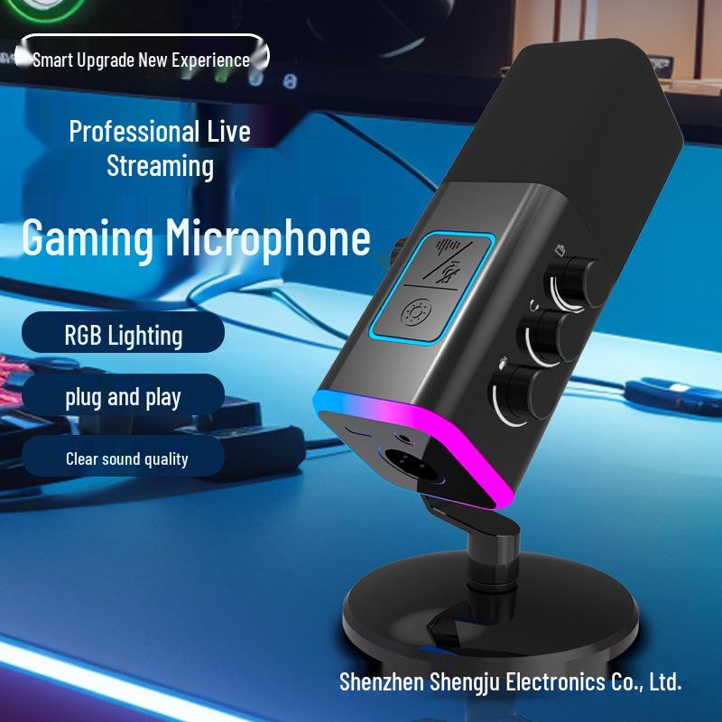 Dual Mode RGB Gaming Microphone – XLR/USB, Live Streaming & Recording, Dynamic Core