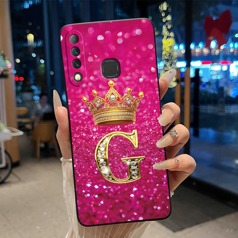 Beautiful A To Z Letter Crown Casing For Infinix S4 Smart3 Plus X626 X267 Case Black Soft Silicone Shockproof Shell