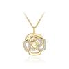 Chic Hollow-out Flower Pendant Necklace Female Wedding Jewelry Gold Color Shiny Cubic Zirconia Accessories for Engagement
