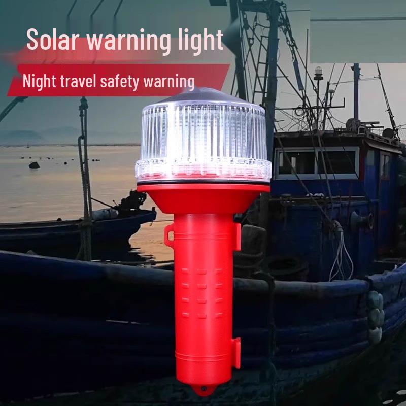 Solar LED Marine Signal Buoy Light - Waterproof, Flashing Tri-Color Navigation & Positioning Light Single Red 2021