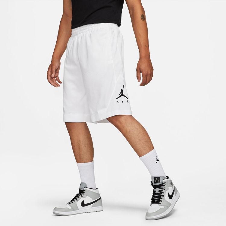 Air Jordan Rise Pánské basketbalové šortky z rychleschnoucí pleteniny s potiskem pruhovaného trojúhelníkového loga Bílé BV5265-100