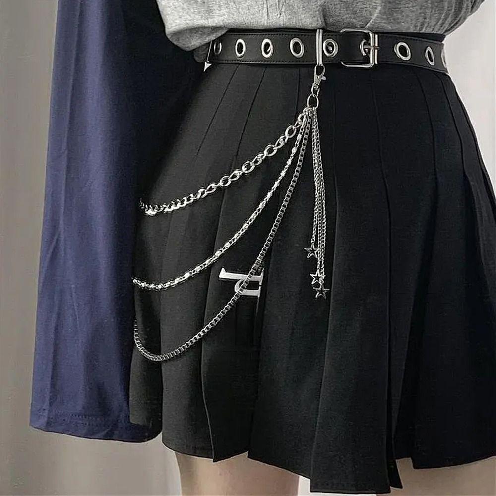Gothic Star Waist Chain Metal Alloy Multi-layer Key Chains Fashion Jeans Chain  For Women Man