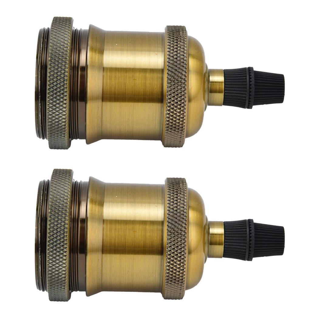 2PCS Vintage Lamp Socket Retro Aluminum Lamp Holder DIY Accessories for E26 27 Vintage BulbsYellow Bronze