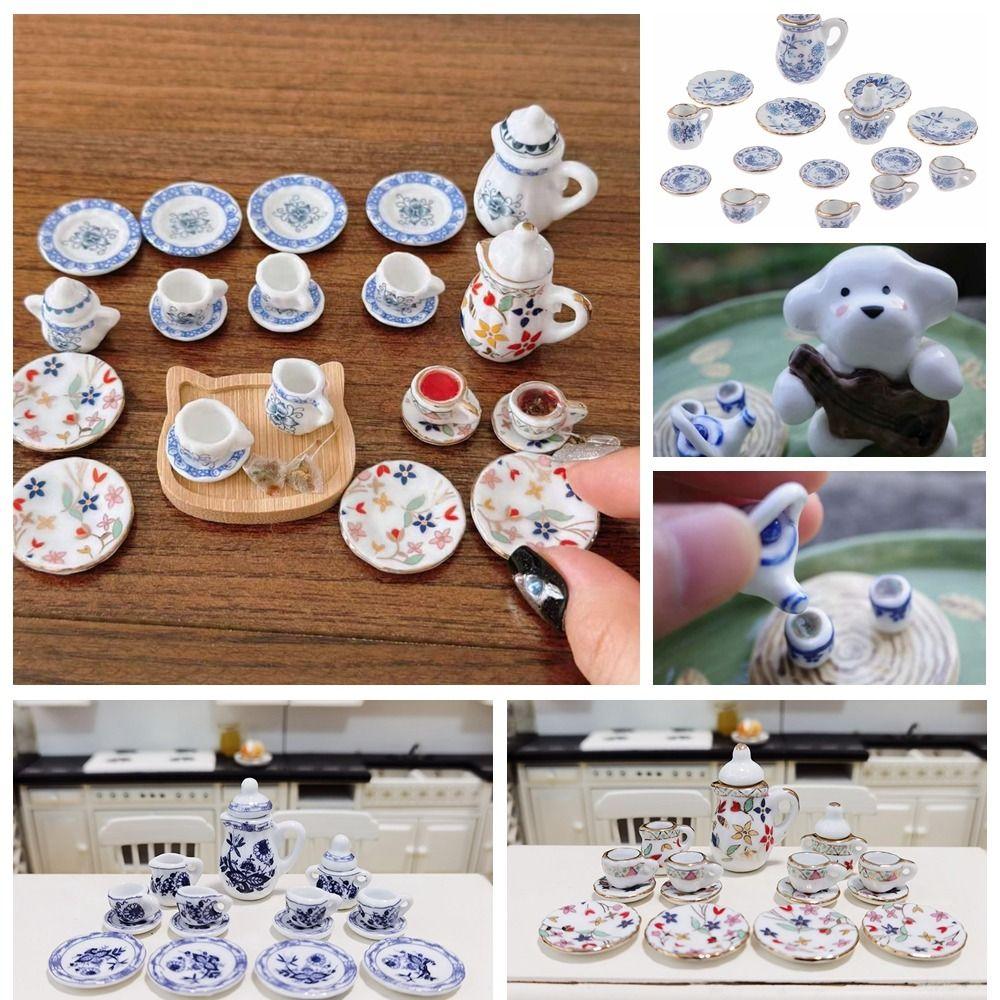 

15Pcs Miniature Porcelain Tableware Kitchen Dollhouse Teapot Dollhouse no.5