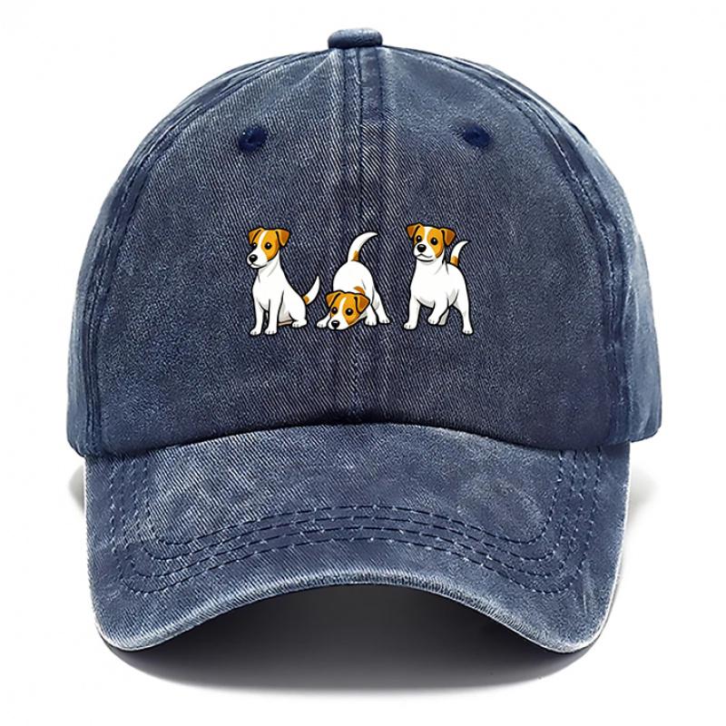 Ein Hut mit drei Hunden, geeignet für Damen und Herren, einschließlich Baseball- und Trucker-Stilen. Diese atmungsaktiven Kappen sind verstell