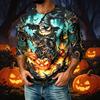 Men's Casual Raglan Three-Quarter Sleeve Shirt Halloween Print