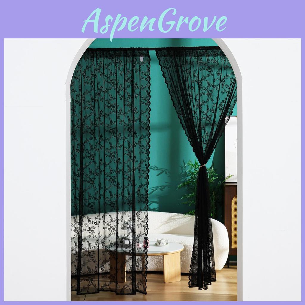 French Floral Lace Window Curtain With Rod Pulling Design For Home Decor
