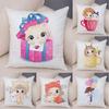 Cute Girl and Cat Pillowcase Decor Cartooncute Children Cushion Cover for Sofa Home Super Soft Peach Skin Pillow Case 45x45cm