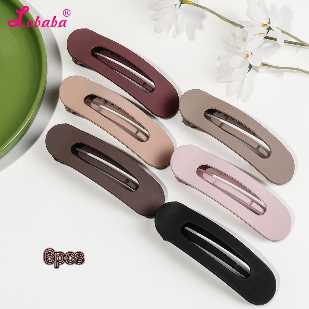 6 PCS Flat Hair Clips for Women, Thick and Small Sizes, Perfect for Thin or Thick Hair, Matte Cute Banana Clips,Neutral Color
