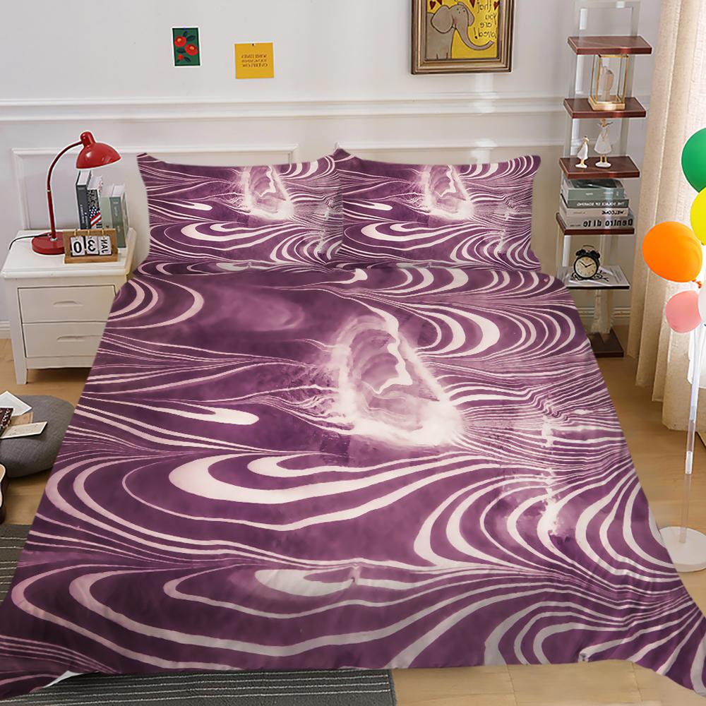 3D Color Halo Printing Bedding Single Double Bed Full Size Quicksand Pattern Pillowcase and Quilt Cover Washable and Comfortable Home Decoration