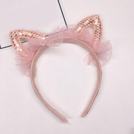 Dziewczyny Słodkie kocie uszy Kształt Gaza Cekiny Opaska Opaska do włosów Akcesoria do obręczy