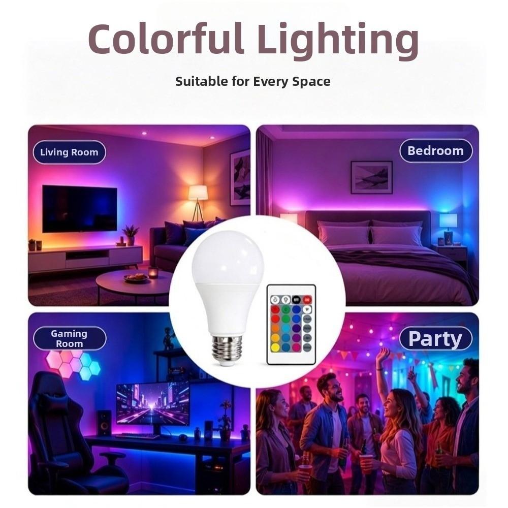 Adjustable Brightness Dimmable Light Bulb Multicolor Lighting Tools RGB Color Changing Light Bulb