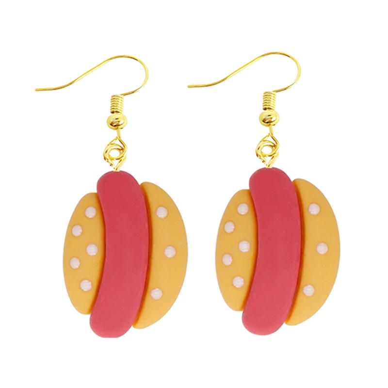 Women Earring Resin Drop Funny Custom Cute Girls Eardrop Kids Chocolate Strawberry Hamburger Dog Mushroom Broccoli Coffee