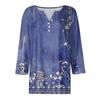 Ladies Casual Fashion V-neck Loose Versatile Floral Print Three-quarter Sleeve Top