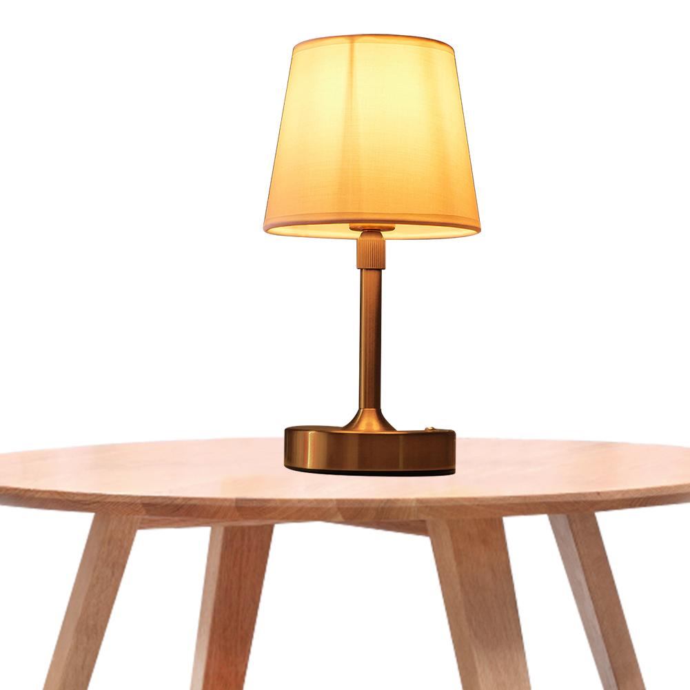 Cordless LED Metal Table Lamp USB Rechargeable 5200mAh Portable Fabric Shade Desk Lamp Touch Control for Dining Room Bedroom Bar