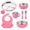 7-Piece Children's Dishes Set Baby Stainless Silicone Tableware Set Suction Cups Forks Spoons Mother and Baby Supplies