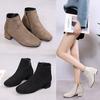 Autumn and Winter Martin Boots Women's Fashion Retro Thick Heel Middle Heel Round Head Side Zipper Thin Short Boots Women