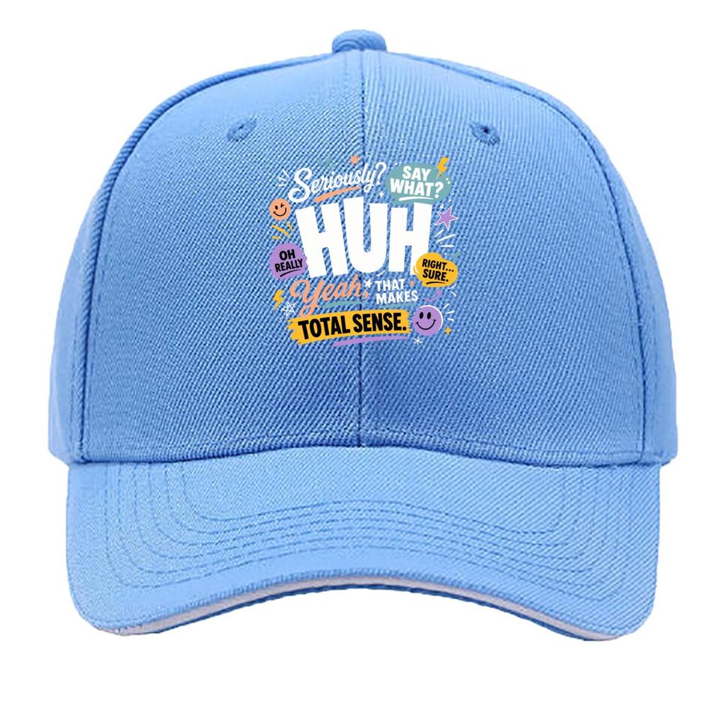 Playful Huh Quote Typography Layout Hip Hop Hat Fashion Outdoor Sports Sandwich Baseball Cap
