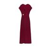 Autumn New Women's Clothing Draped Neckline Short Sleeve Silm Accessories Ruched Decoration Long Dress 1165461