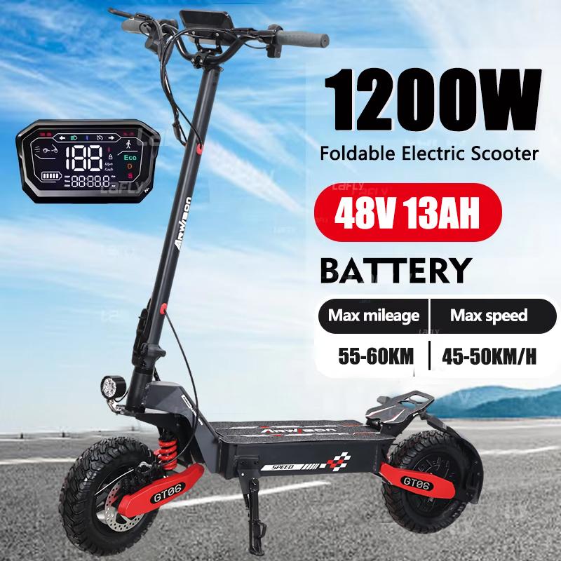 Nouveau 2025 EU Scooter Électrique 1200W moteur unique 48V 13ah avec Pneus 11 Pouces, Vitesse Maximale de 45-50 km/h, Autonomie de 50-60km Scooter