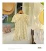 2026 Summer Doll Collar Color Block Girls' Dress – French Print Short Sleeve Princess Korean Style