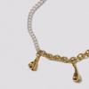 Hustad 246 COMBO Flower ball chain Bracelet_ 925 silver / 14k gold combo flower ball chain bracelet