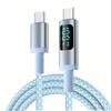 100W PD Fast Charging Cable USB-C to USB-C Cable 5A Nylon Braided with Real-Time LED Display OD4.0 High-Speed Data Cable