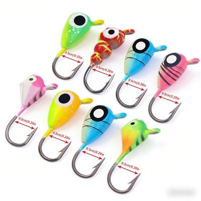 8pcsLuminous Fake Bait with Hook Small Weight Ice Fishing Lure Bait Winter Fishing Sea Fishing Boat Fishing Universal Fishing Ge