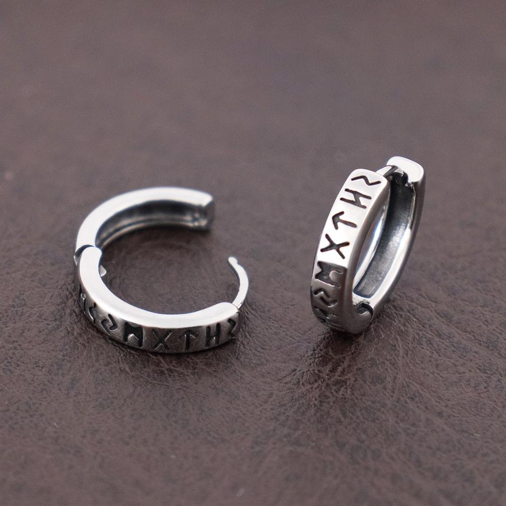 Pendientes de Aro de Moda con Runas Vikingas Noruegas para Hombre Mujer Acero Inoxidable Unisex Aro Huggie Nórdico Joyería con Encanto Retro