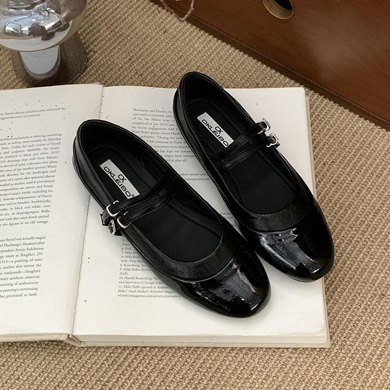 

Модная розовая обувь с ремешком на пряжке, женские туфли Мэри Джейн, женская обувь с увеличением роста, модные неглубокие женские балетки. 35 чёрный