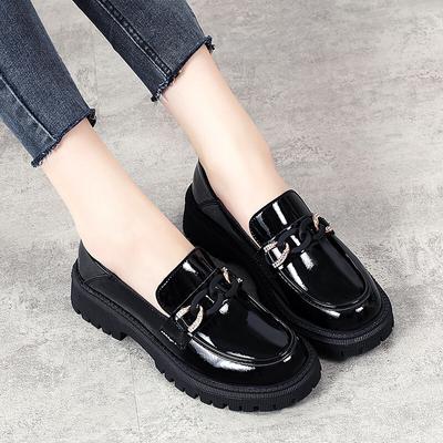 Mulheres mocassins plataforma robusta senhora verão casual sapatos de couro preto