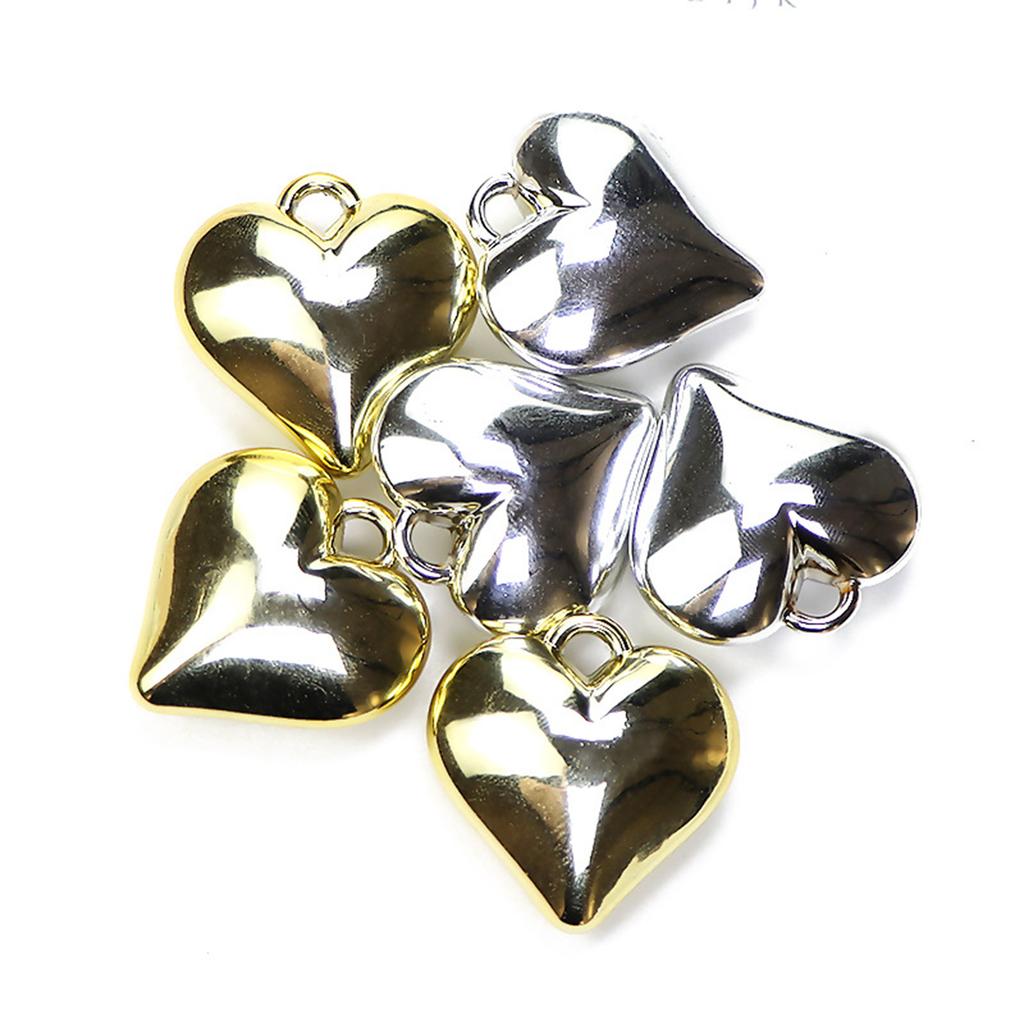 10x Glossy Heart Shaped Pendant Sweet Cool Heart Charm with Hole DIY Necklace Jewelry Making Backpack Keychain Charm
