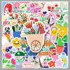 50 Hand-Painted Flower Doodle Stickers: Original Fresh Style, Waterproof for Phone Cases & Suitcases