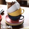 240ML Cappuccino Cups with Saucers,Double Ceramic Mug Espresso Tea Cup Set Cold/Hot Assorted Colors Drinking Utensils for Cafe