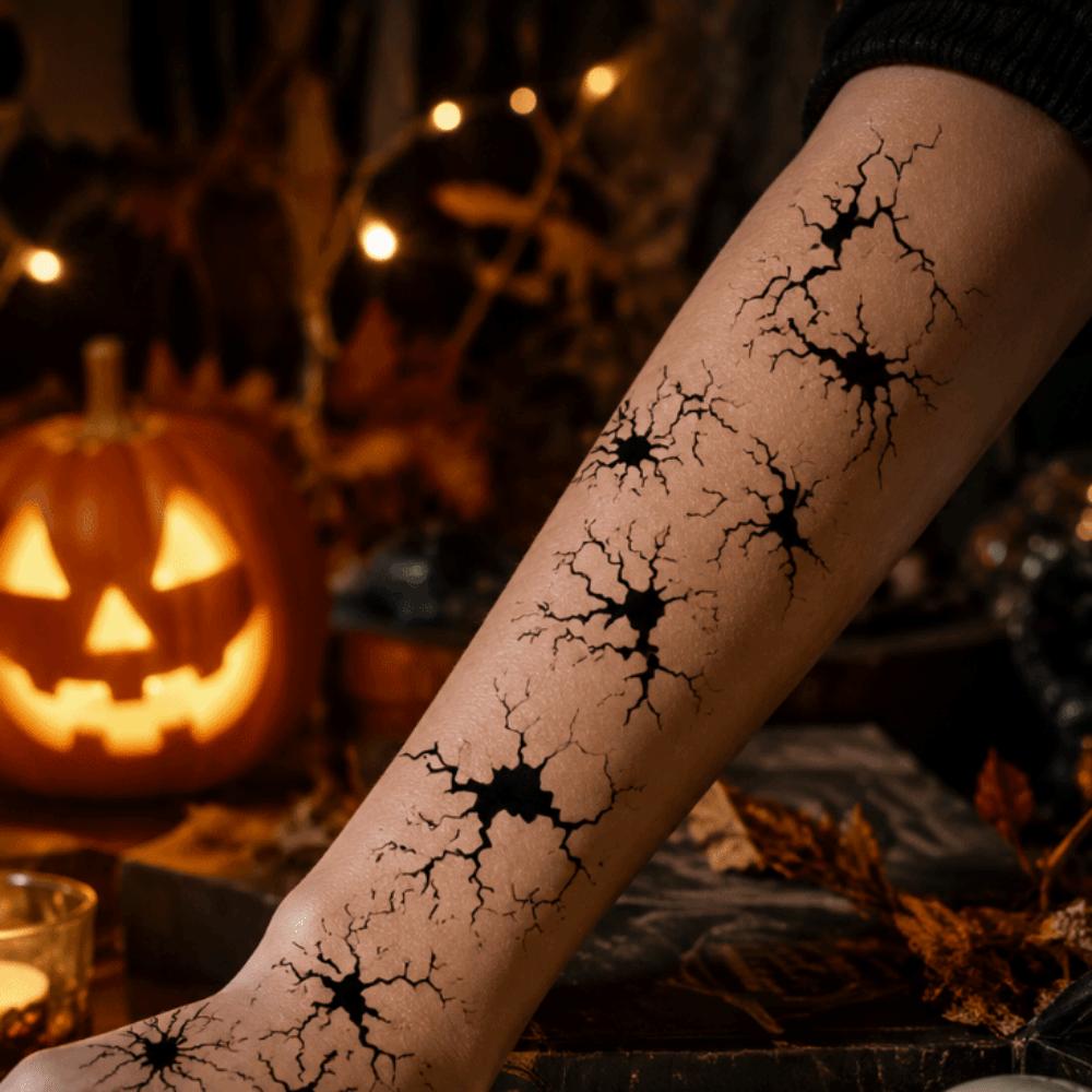 10 pièces Maquillage Corporel Halloween Autocollants Tatouages Toile d'Araignée Imperméable Tatouages Maquillage Performance