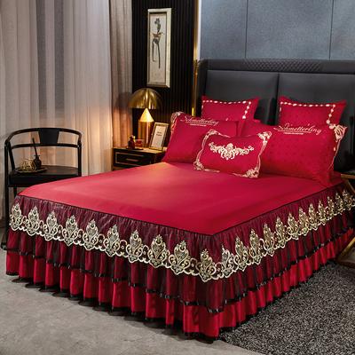 Luxus-Tagesdecke im europäischen Stil, Spitze, Bettrock, einfarbig, Stickerei, verdickte Schutzhülle, Queen-Size-Bettlaken-Set