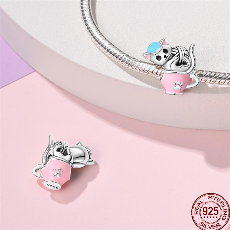 Copper Pet Animal Series Puppy And Kitten Cute Pet Lovely Charm Beads Suitable For 3Mm Original Bracelet Diy