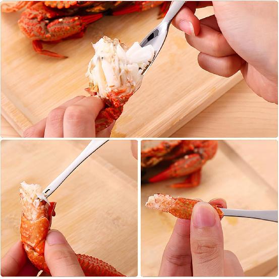 Angoily 6 PCS Crab Crackers and Tools Set Stainless Steel Seafood Tools, 2 Crab Leg Cracker, 2 Lobster Shellers, 2 Crab Leg Forks Storage Case,