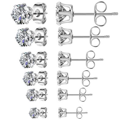 Orecchini in Zirconia Bianca 3-8Mm Moda Lusso Orecchini da Donna Anallergici Orecchini Lucenti di Alta Qualità che Non Sbiadiscono